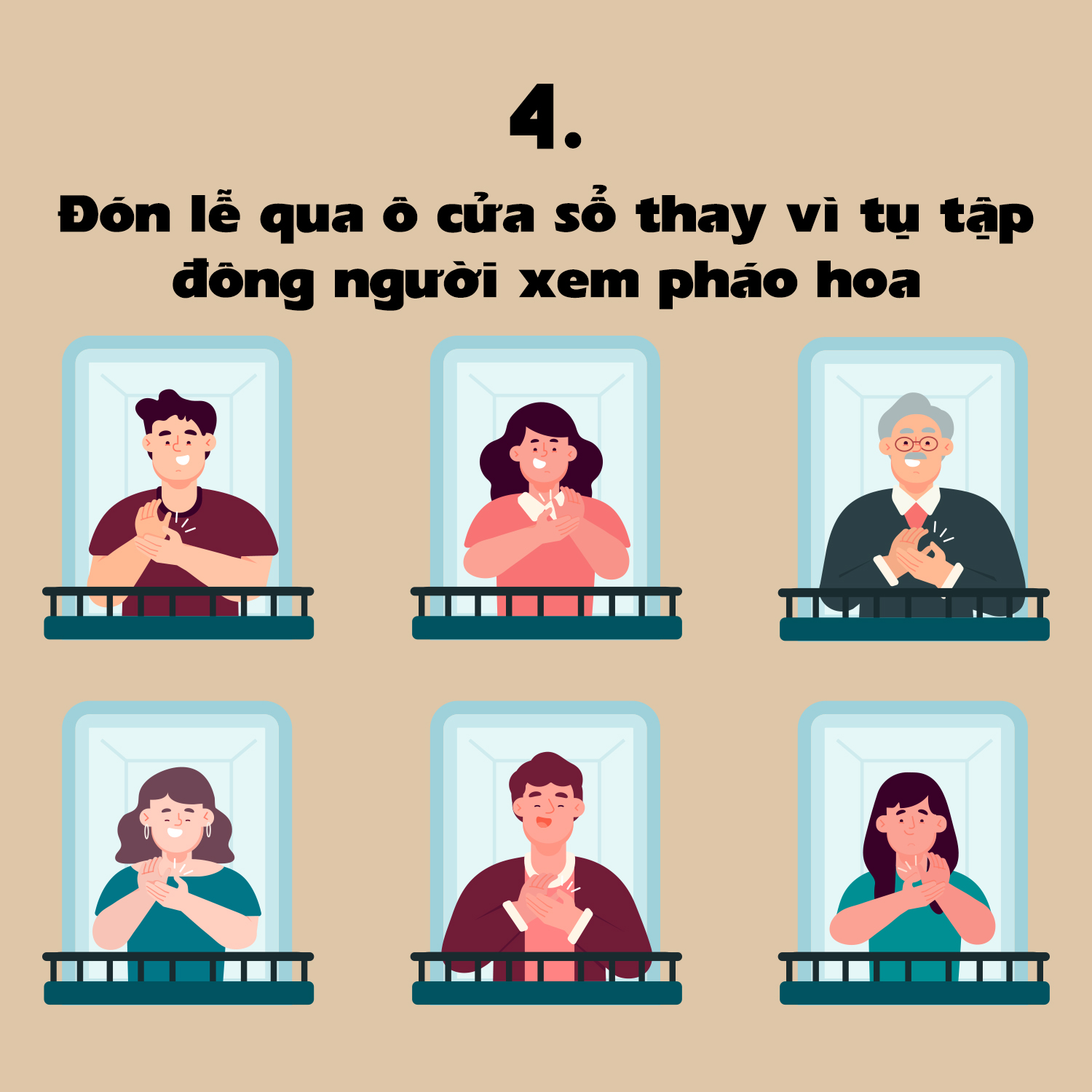 Đón lễ qua ô cửa sổ thay vì tụ tập nơi đông người xem pháo hoa
