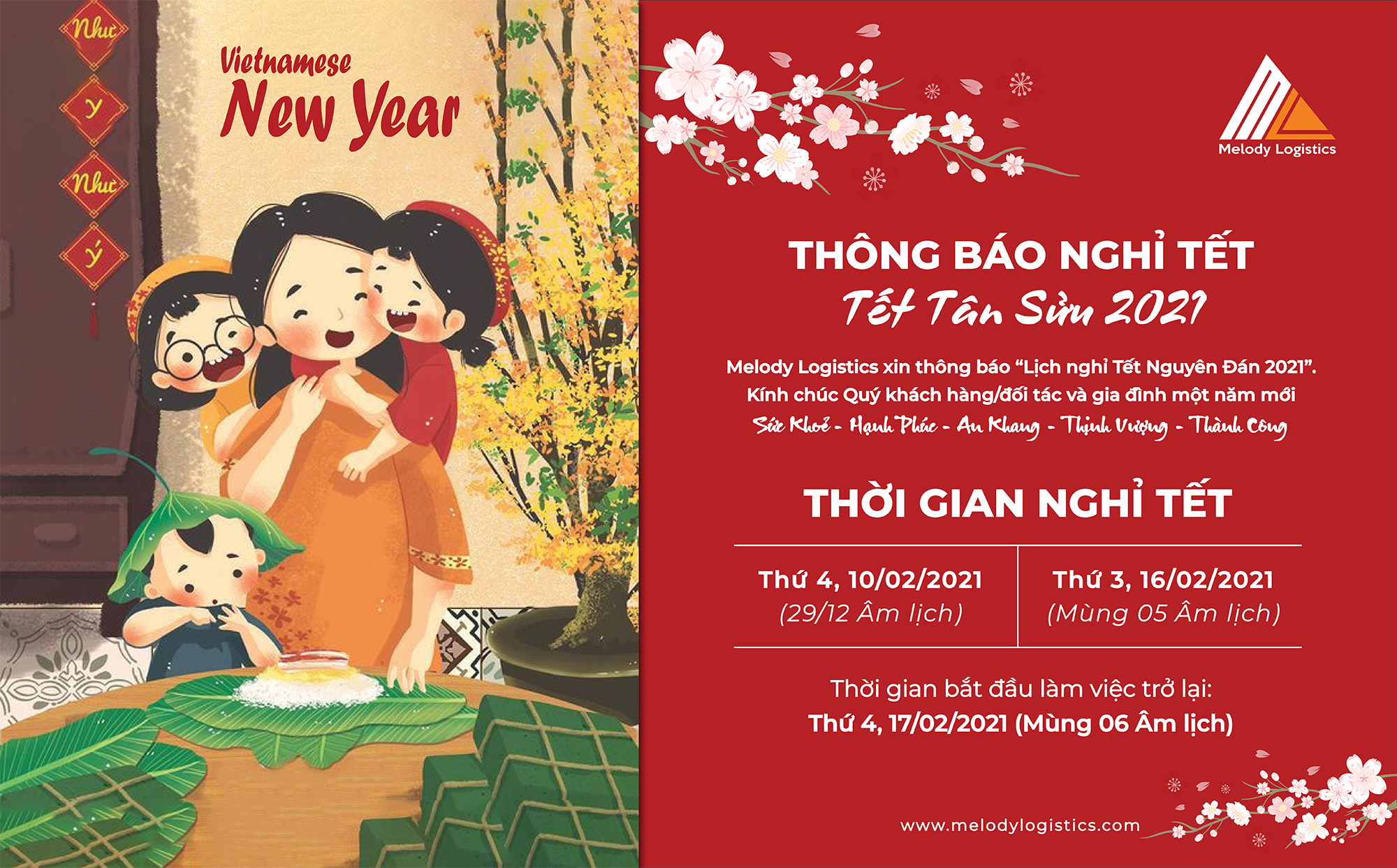 Thông báo lịch nghỉ Tết Tân Sửu 2021 Thông báo lịch nghỉ Tết Tân Sửu 2021