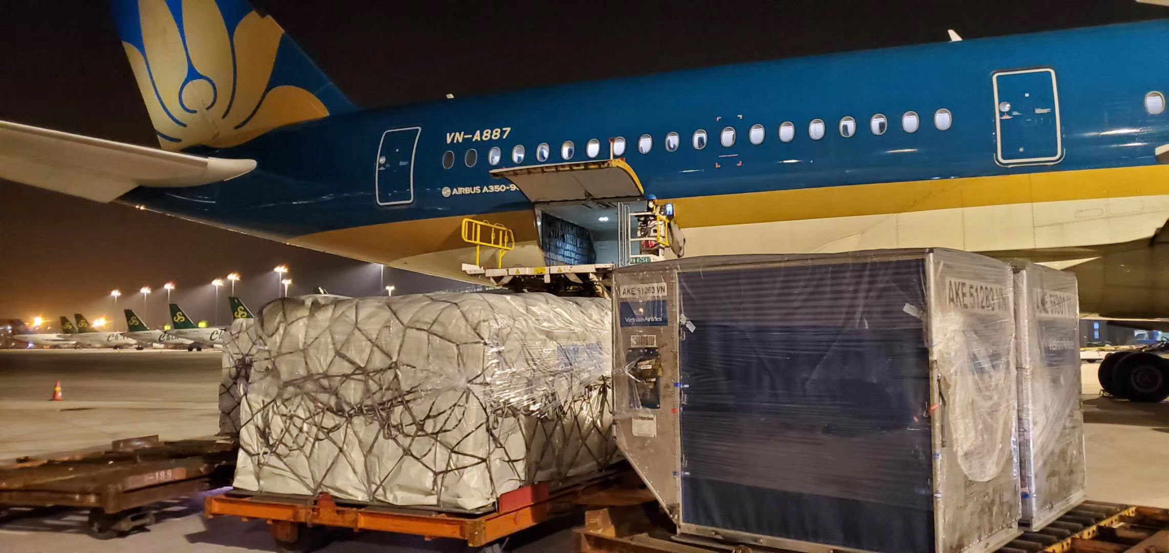Chuyến bay chở hàng mang số hiệu VN9523 của Vietnam Airlines từ TP. Hồ Chí Minh đã hạ cánh tại Sân bay Quốc tế Phố Đông, Thượng Hải. Chuyến bay chở hàng mang số hiệu VN9523 của Vietnam Airlines từ TP. Hồ Chí Minh đã hạ cánh tại Sân bay Quốc tế Phố Đông, Thượng Hải.